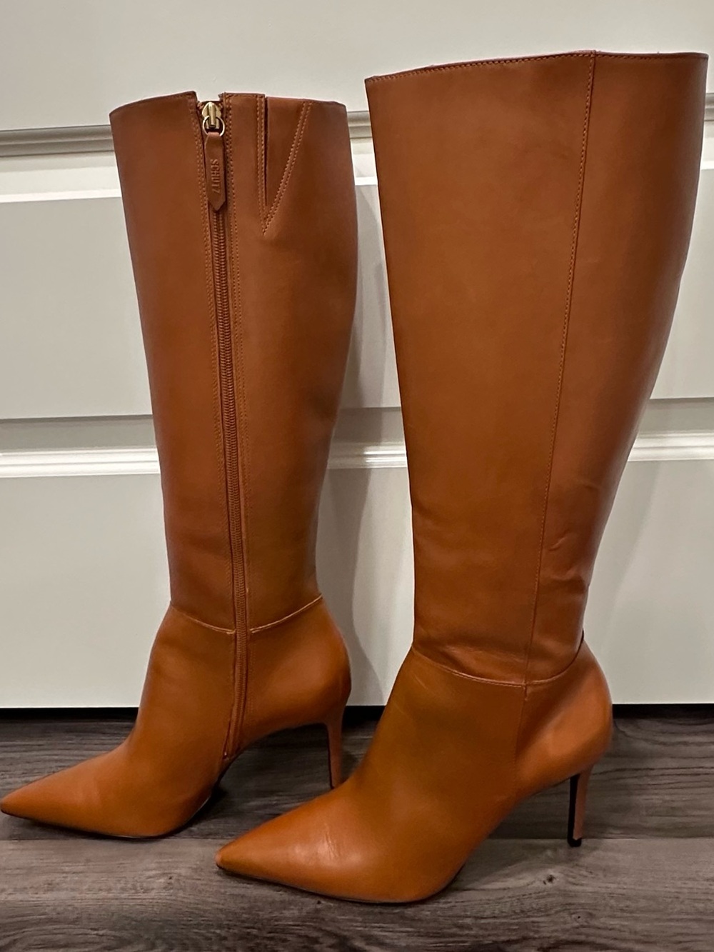 Schutz Tan Leather Knee Boots 8.5